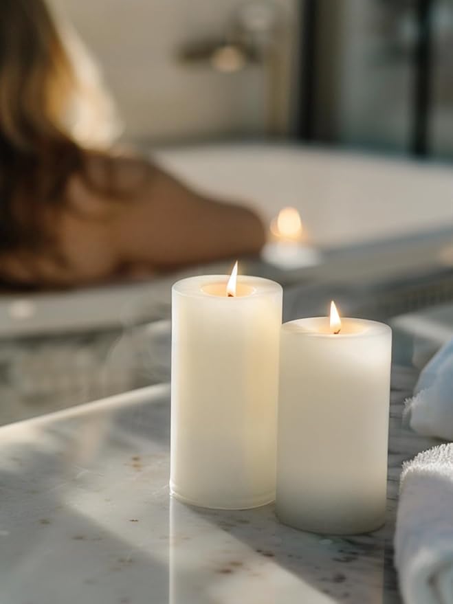 White Pillar Candles Set of 3,70 Hour Long-Lasting Clean-Burning,Unscented and Dripless,Large Candles Bulk (3x6 inch) for Weddings, Spas, Christmas Lights, Parties,Home Decor