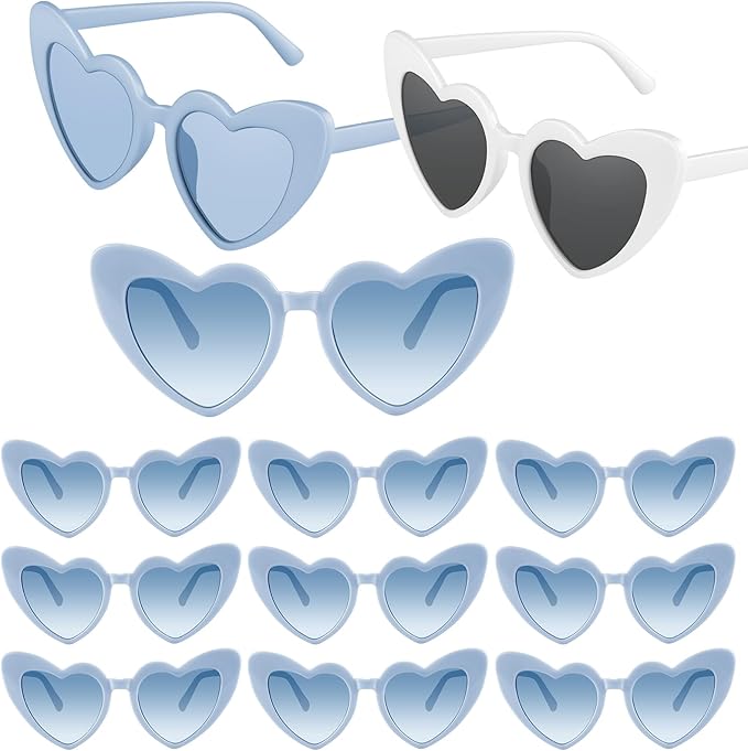 12 Pack Bachelorette Sunglasses Heart Shaped Sunglasses Vintage Heart Glasses for Women Wedding Party Decor