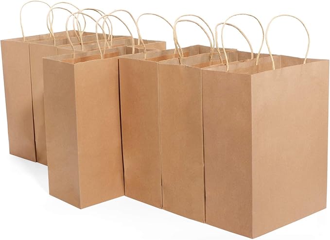 MESHA Kraft Paper Bags 10X5X13 Brown Large Gift Bags with Handles Bulk,200 Pcs Kraft Paper Bag for Small Business,Birthday Wedding Party Favor Bag, Shopping