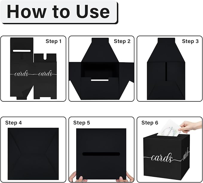 1 Pack Black and Silver Foil Card Box for Party, 8.7" Black Gift Card Box Money Box for Birthday, Wedding, Baby Shower, Retirement, Anniversary, Bridal Shower, Raffle Ticket