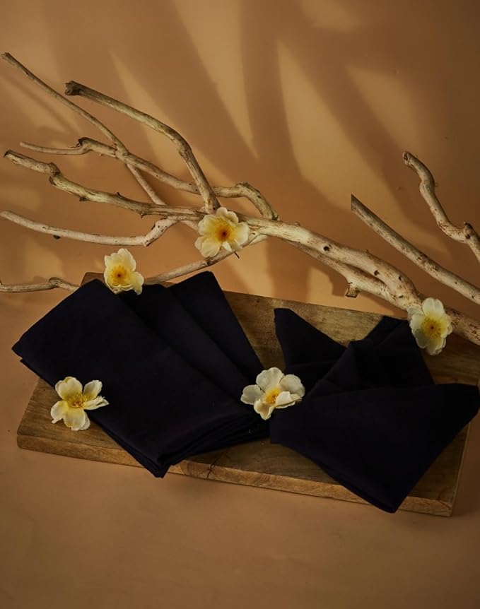 TARAN LIVING Cotton Table Décor Durable Washable Table Cloth Napkins Set Dinner Fall Sustainable Cotton Cloths Perfect for Gifts - Set of 12 18x18 Inch - Black