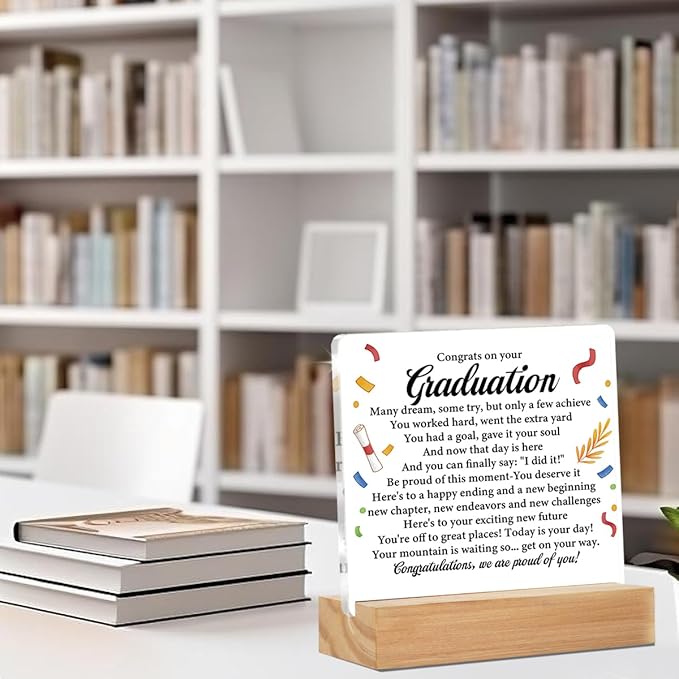 Graduation Gifts for Her Him Girls Boys Congratulations Gifts from Parents Grandparents Friends to College High School Master Graduates Acrylic Sign Decoration Gift 4 x 4 Inches