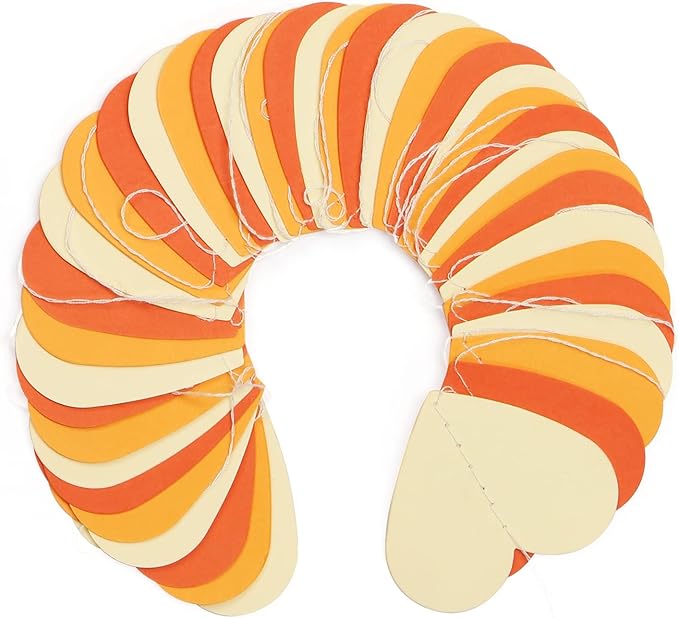 Light-Yellow Orange Party-Decorations Heart Garland-Streamers - 52Ft Fall Autumn Thanksgiving Harvest Paper Banner,Birthday Baby Bridal Shower Engagement Wedding Bachelorette Decor Lasting Surprise