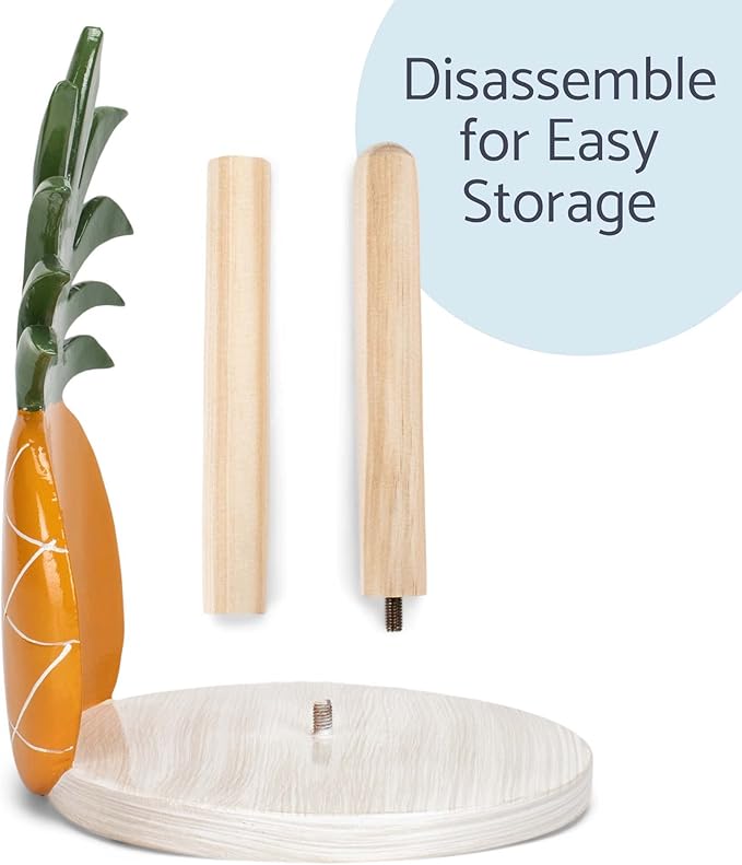 Elanze Designs Tropical Pineapple 12 inch Resin and Wood Paper Towel Holder