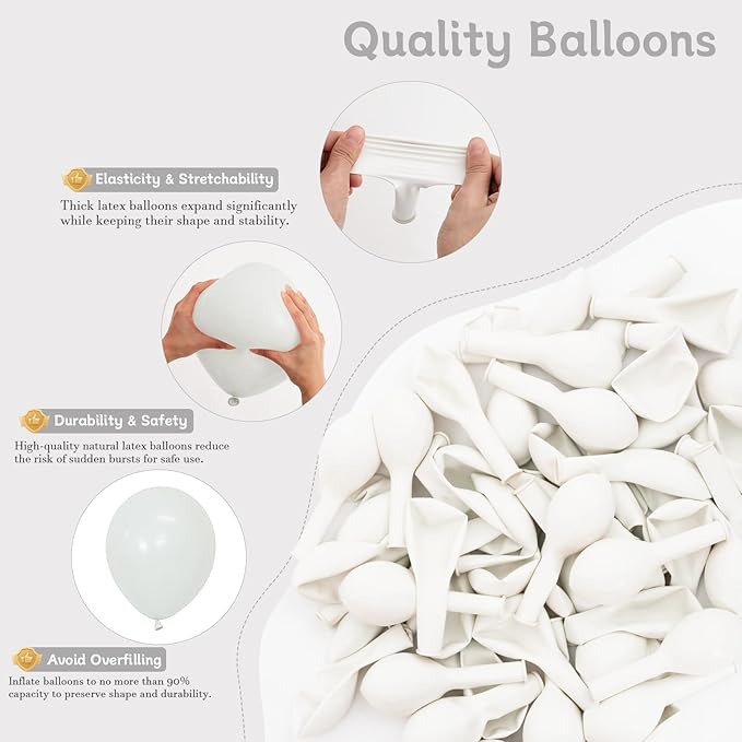 White Balloons, 60 PCS White Balloons 12 inch Latex Balloon for Birthday Party Decoration, Wedding, Baby Shower, Anniversary, Bridal Shower, Holiday Decoration and Balloon Garland