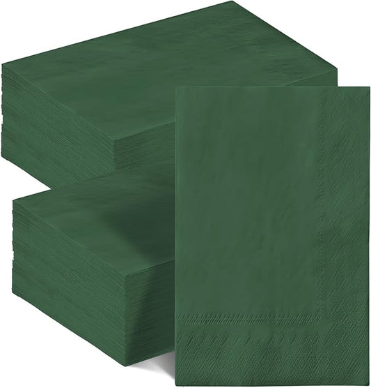 qiqee Christmas Green Paper Napkins 13 * 16inch Guest Paper Disposable Towels Napkin Paper Hand Towels for Wedding, Dinner, Birthday Party, Dessert Cocktail ＆ Kitchen Napkins（ 120 Count）