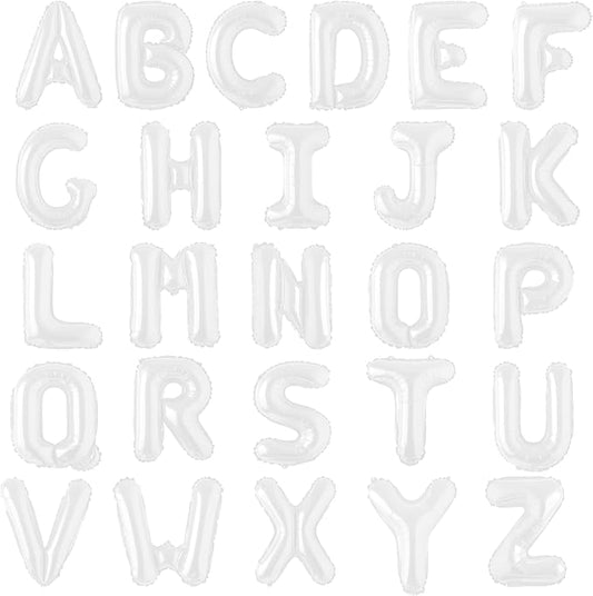 Letter Balloons 16 Inch Mylar Foil Alphabet Letter A-Z Balloons Set for Wedding Birthday Party Decoration Banner Custom Phrase 26 Pieces(white)