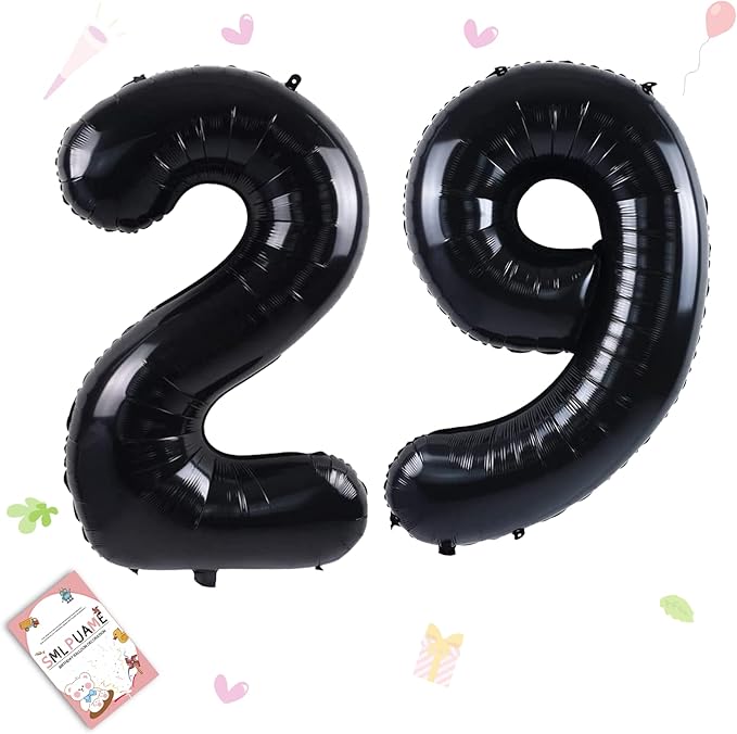 Smlpuame 40 inch Number Balloon 0-9 Black Large Number 29 Balloons,Digital Balloons for Birthday Party Celebration Decorations Supplies, Helium Foil Number Balloons for Wedding Anniversary