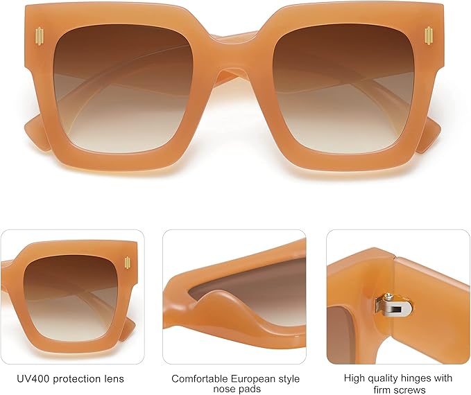 SOJOS Vintage Oversized Square Sunglasses for Women,Retro Womens Luxury Big Large Sun Glasses UV400 SJ2194