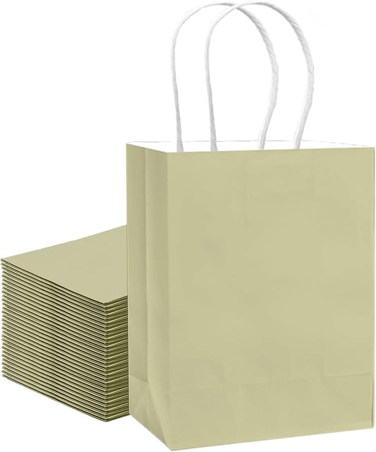 qiqee 30PCS Medium Gift Bag with Handles Bulk 11"x5"x8" Gift Bags Eggshell Green Bags Multiple Uses (Medium Size)