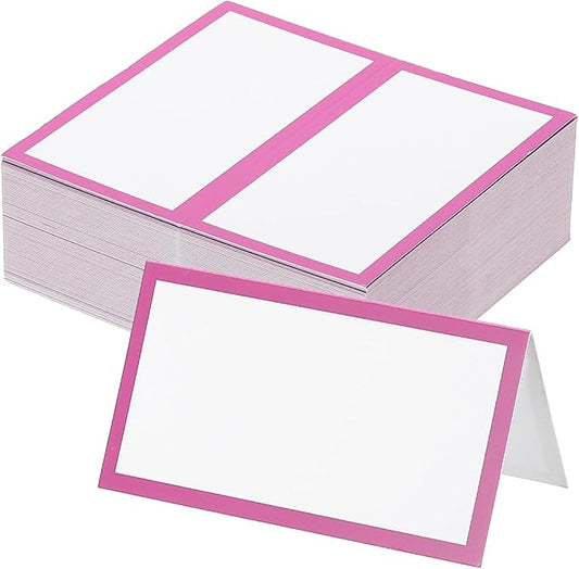 PATIKIL 50Pcs Table Place Cards, 3.5 x 2 Inches Blank Name Place Cards for Table Setting Wedding Reception Buffet, Pink