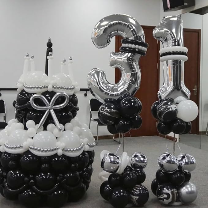 40 inch Silver Number Balloon Giant Foil Helium Balloons Silver Number 1 Balloon for 1st Birthday Party Anniversary Decorations Supplies