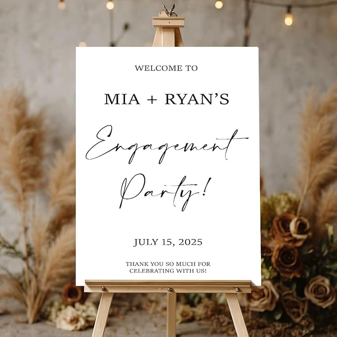 Elegant Engagement Party Welcome Sign, Engagement Welcome Sign, We're Engaged Decorations, Engaged Signs, Personalized Engagement Party Signs