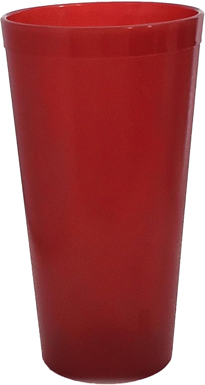 Party Outlaw Red Plastic Cup Tumblers 6 Pc 20oz Lightweight, Heavy Duty Stackable Cafe Style Plastic Glasses. Reusable & Dishwasher Safe Ice Tea & Water Cups