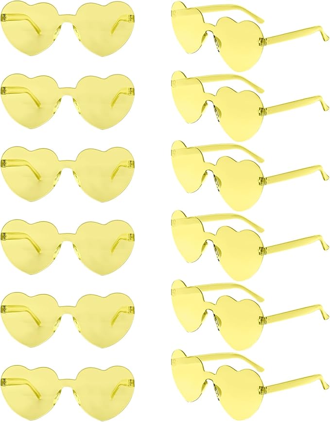 12 Pack Heart Sunglasses for Women Transparent Heart Glasses for Bachelorette Birthday Party Favor Gifts