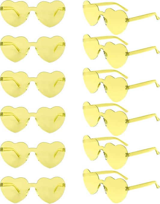 12 Pack Heart Sunglasses for Women Transparent Heart Glasses for Bachelorette Birthday Party Favor Gifts