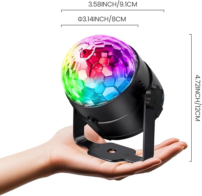 [3-Pack] Disco Ball DJ Party Lights Sound Activated with Remote Control Strobe Lamp 7 Modes Stage Light for Home Room Dance Parties Karaoke Halloween Christmas Birthday Decorations