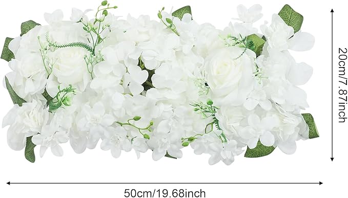 6 Pack Artificial Peony Garland,Wedding Arch Artificial Flower Panels,Flowers Wall Backdrop Panel for Wedding Dining Table Christmas Home Party Decor (White)