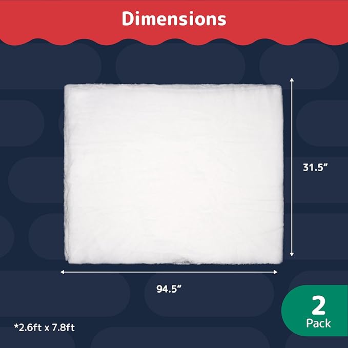 PREXTEX 2 Pack Snow Blanket Rolls - Artificial Fake Snow for Christmas Decorations - White Backdrop for Holiday Displays - Ideal for Village Displays and Under The Christmas Tree - 94.5 x 31.5 Inches