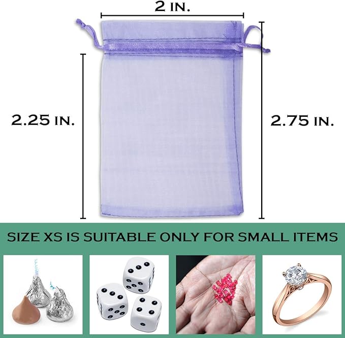 TheDisplayGuys 48-Pack 2" x 2-3/4" Lavender Sheer Organza Gift Bags with Drawstring, Jewelry Candy Treat Wedding Party Favors Mesh Pouch