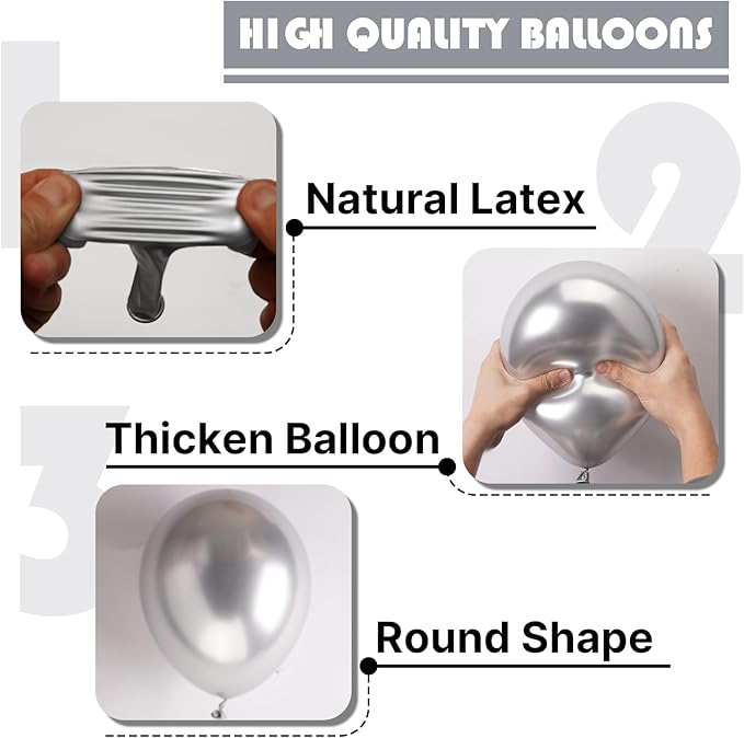 PartyWoo Metallic Silver Balloons 100pcs 5 Inch Silver Chrome Balloons for Graduation Wedding Baby Shower Bachelorette Bridal Shower Anniversary Engagement Birthday Party Decorations Silver-G102