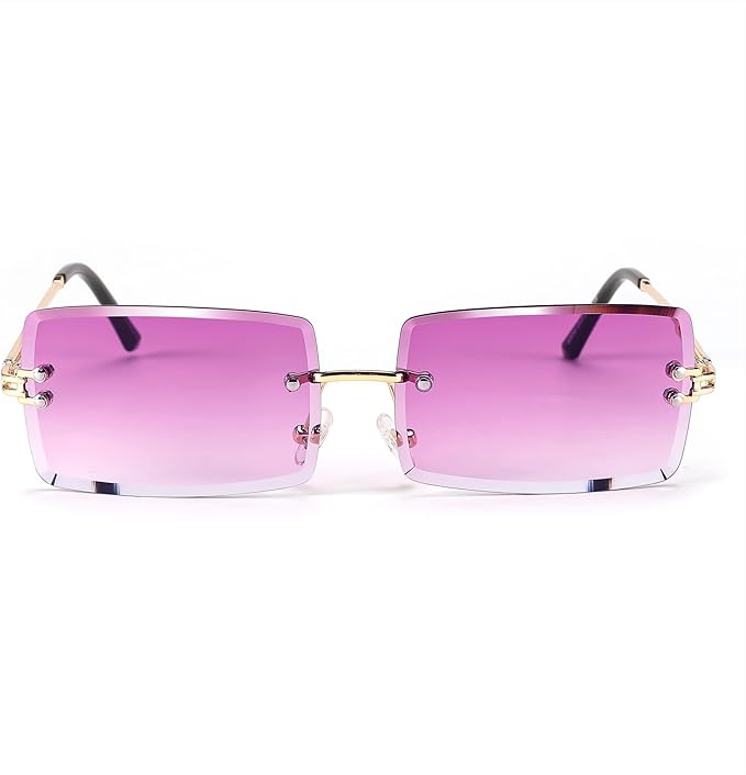 FEISEDY Vintage Rimless Sunglasses Rectangle Frameless Candy Color Glasses Women Men B2642