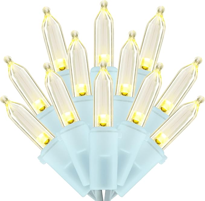 200 Count Warm White LED Christmas Lights, 66 ft White Wire UL Certified Commercial Grade Holiday String Light Set (Warm White)
