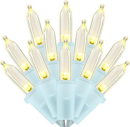 200 Count Warm White LED Christmas Lights, 66 ft White Wire UL Certified Commercial Grade Holiday String Light Set (Warm White)