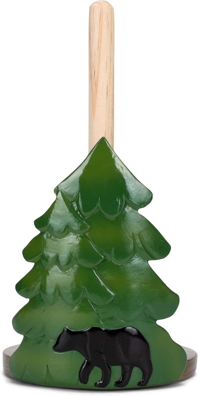 Elanze Designs Forest and Bear 12 inch Resin and Wood Paper Towel Holder