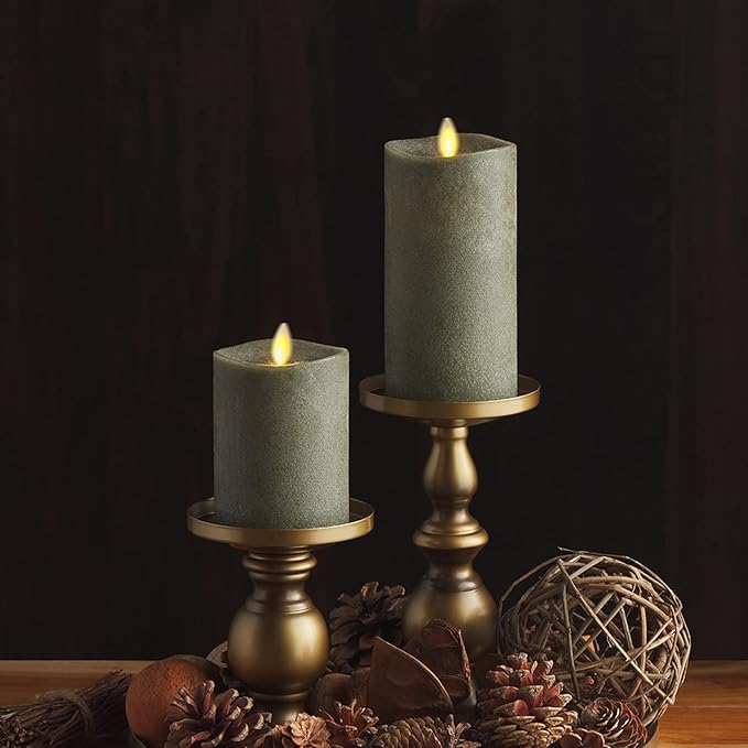 Luminara - Flameless LED Battery Operated Flickering Pillar Candles - Stone Grey - Pack of 1-3x6.5 - Realistic Moving Flame Real Wax Indoor/Outdoor