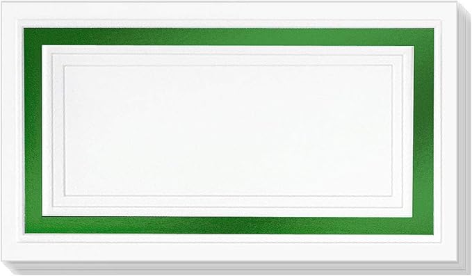 PaperDirect White Cover Stock Place Cards with Green Foil Border, 200-Pack