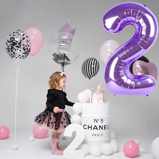 Purple Number Balloons, 40 Inch Purple Balloon 1.1 Helium Balloon 1st Birthday for 1 Years Birthday Decoration Children Girls Boys