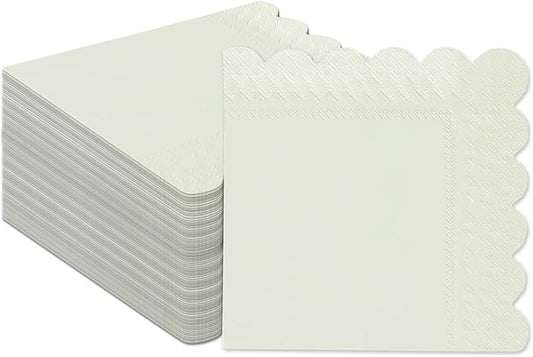 qiqee Apricot Grey Cocktail Dinner Napkins 5x5inch Disposable Beverage,Wedding, Birthday Party Dessert Wave Paper Napkins(120 Count)
