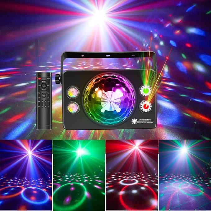 Disco Ball Light Party Lights Sound Activated with Remote Control for Parties Strobe Stage Lighting for Home Dance Karaoke Club Birthday Wedding Christmas Halloween Decor