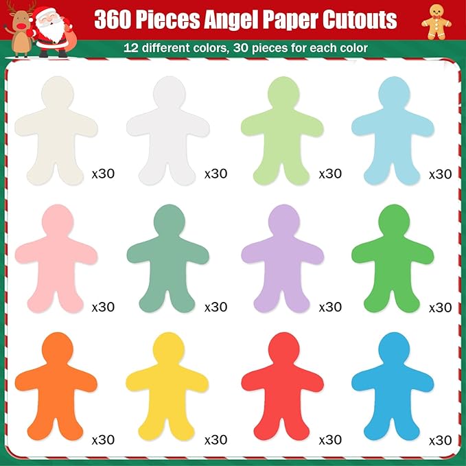 360 Pcs People Cutouts Paper Bulletin Board Decorations Colorful Person Cutouts Assorted Color Person Accent for Classroom Home School Decor Kids DIY Craft Project Supplies
