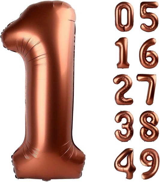 Dark Brown Number 1 Balloon 40 inch, Number 1 Birthday Balloon for Boy Girl, Coffee Brown Foil One for 1st 10 11 12 16 18 Birthday Party, Anniversary Celebration Number Balloons Decorations