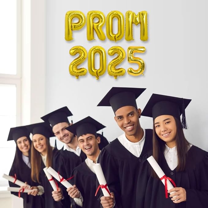 TONIFUL 16 Inch Gold Prom 2025 Letter Foil Balloons - 1pc, Perfect for Prom Night, Graduation, Wedding & Retirement Parties