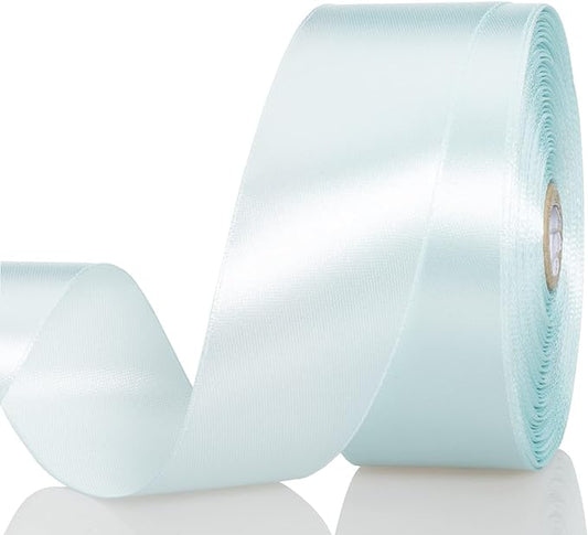 1 1/2 Inch Light Blue Solid Satin Ribbon, 50 Yards Craft Fabric Ribbon for Gift Wrapping Floral Bouquets Wedding Party Decoration