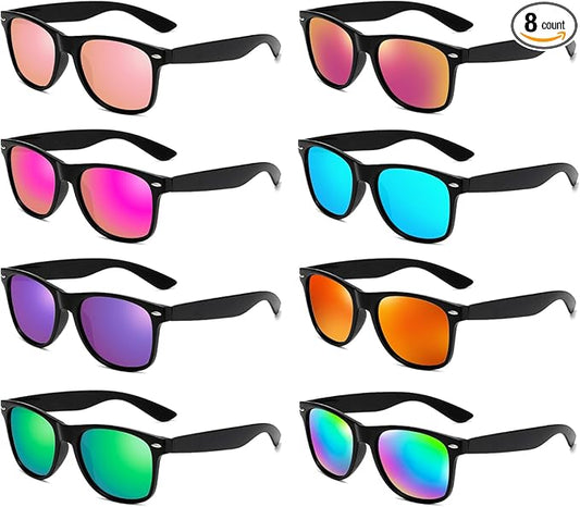 Pibupibu Neon Colors Party Favor Supplies Unisex Sunglasses Pack of 8