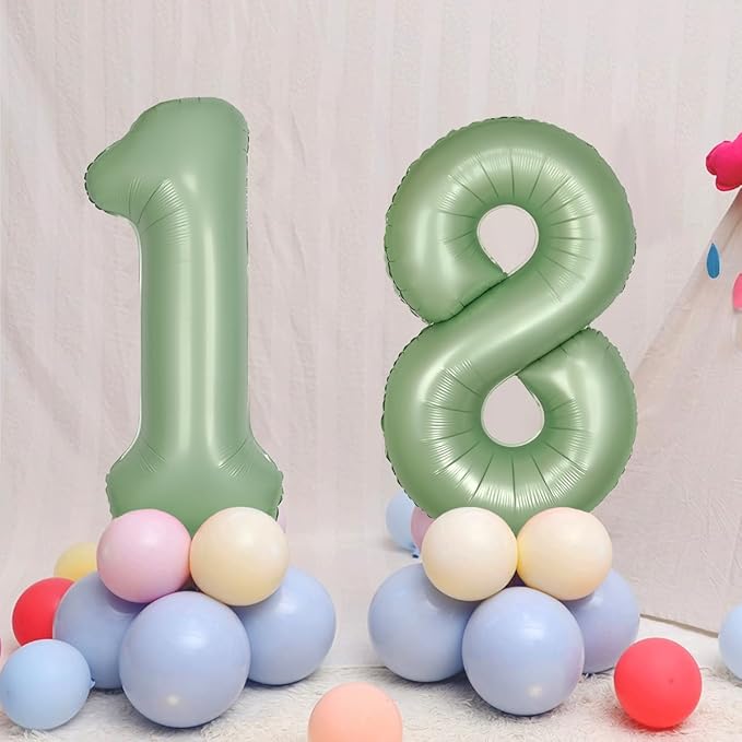 40 Inch Green Number 1 Balloon Olive Green Foil Balloons Sage Green 1 Balloons Mylar Helium Balloon for Birthday Party Decorations Girls Boys Baby Shower Wedding Anniversary Decoration (Number 1)