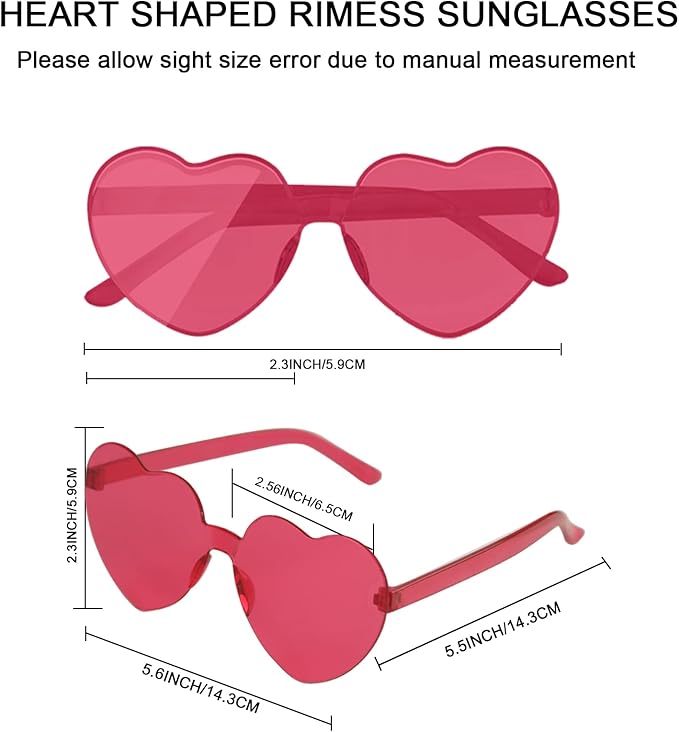 LEFIMOT 12 Pairs Heart Sunglasses for Women Heart Shaped Sunglasses Bulk Colorful Heart Glasses for Party Favor