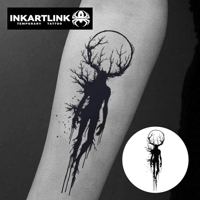 INKARTLINK Semi Permanent Tattoo, Temporary Tattoo, Beautiful and Realistic Design, Fun Tattoo Experience, Cruelty-free, Non-reflective, Waterproof (Devil's Tree)