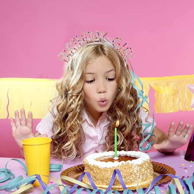 AOPRIE Birthday Girl Headband - Baroque Tiara for Women & Girls, Princess Crown Rhinestone Accessory