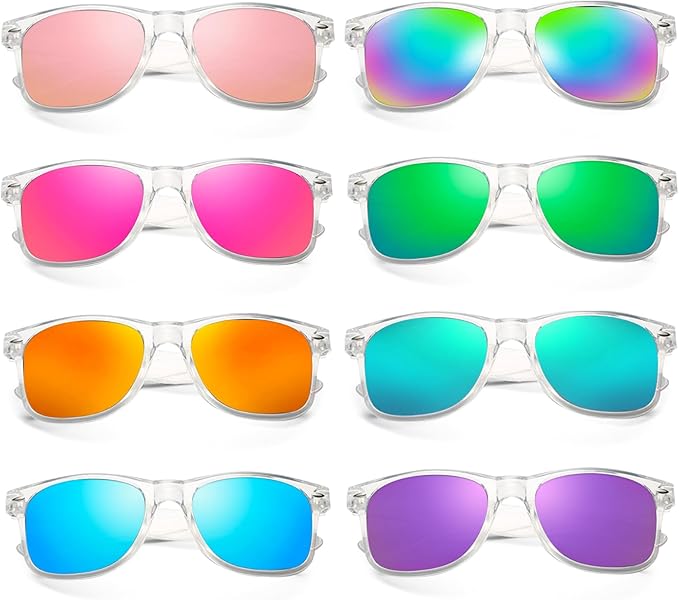 Matcheck 8/16 Pack Neon Colors Sunglasses Wholesale Bulk Party Favors Retro Classic Glasses Birthday Pool Unisex Adult