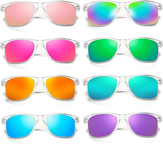 Matcheck 8/16 Pack Neon Colors Sunglasses Wholesale Bulk Party Favors Retro Classic Glasses Birthday Pool Unisex Adult