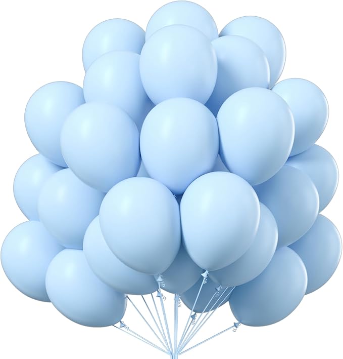 PartyWoo Baby Blue Balloons 100 pcs 12 Inch Blue Balloons Light for Pastel Blue Birthday Graduation Boys Baby Shower Gender Reveal Children's Day Weddings Party Decorations Blue-Q13