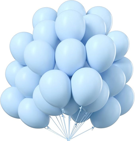 PartyWoo Baby Blue Balloons 100 pcs 12 Inch Blue Balloons Light for Pastel Blue Birthday Graduation Boys Baby Shower Gender Reveal Children's Day Weddings Party Decorations Blue-Q13