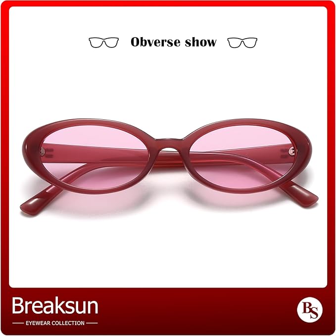 Retro Oval Sunglasses for Women Men Fashion Small Oval Sunglasses 90s Vintage Shades