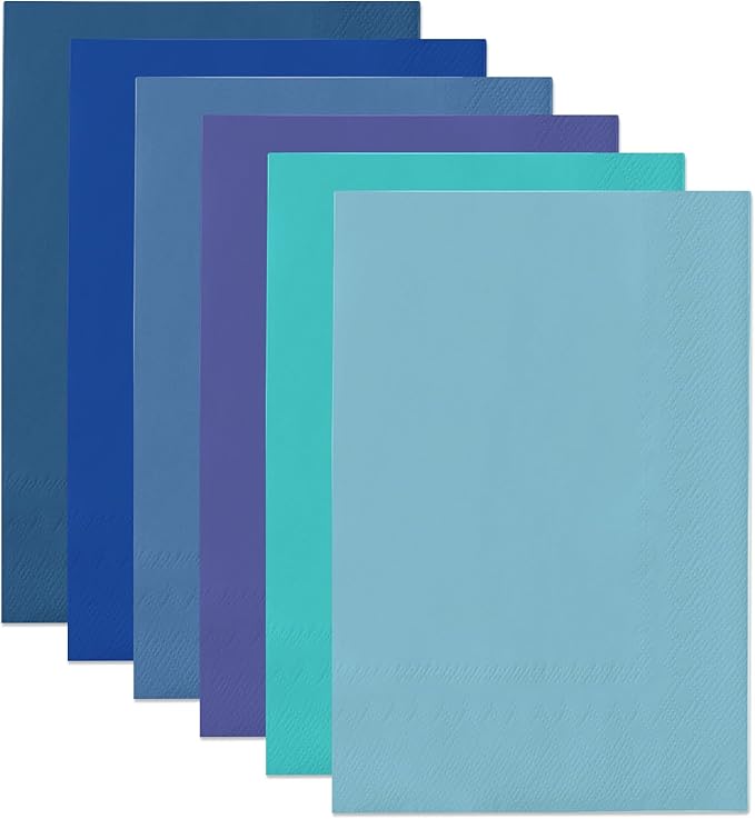 qiqee Blue Paper Napkins 13 * 16inch Guest Paper Disposable Towels Napkin Paper Hand Towels for Wedding, Dinner, Birthday Party, Dessert Cocktail ＆ Kitchen Napkins（ 120 Count）