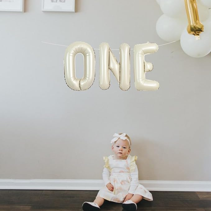 TONIFUL 52 Pieces 16 Inch Cream White Letter A-Z Balloons,Custom Phrase Mylar Foil Alphabet Letter DIY Personalized Phrase Banner for Birthday Anniversary Celebration Graduation Party Supplies Decor